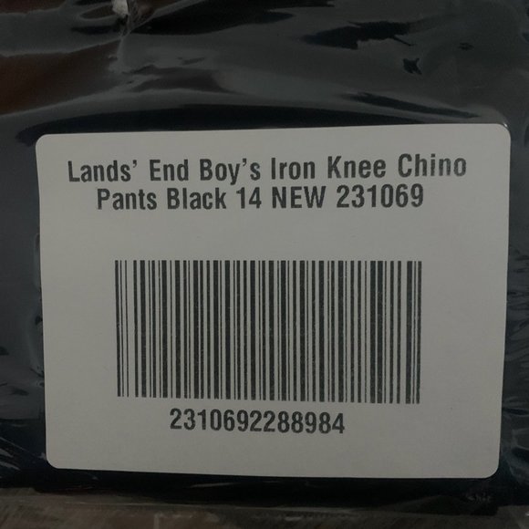 NWT LANDS' END BOY'S IRON KNEE PLEATED CHINO PANTS BLACK 4 - Picture 7 of 11